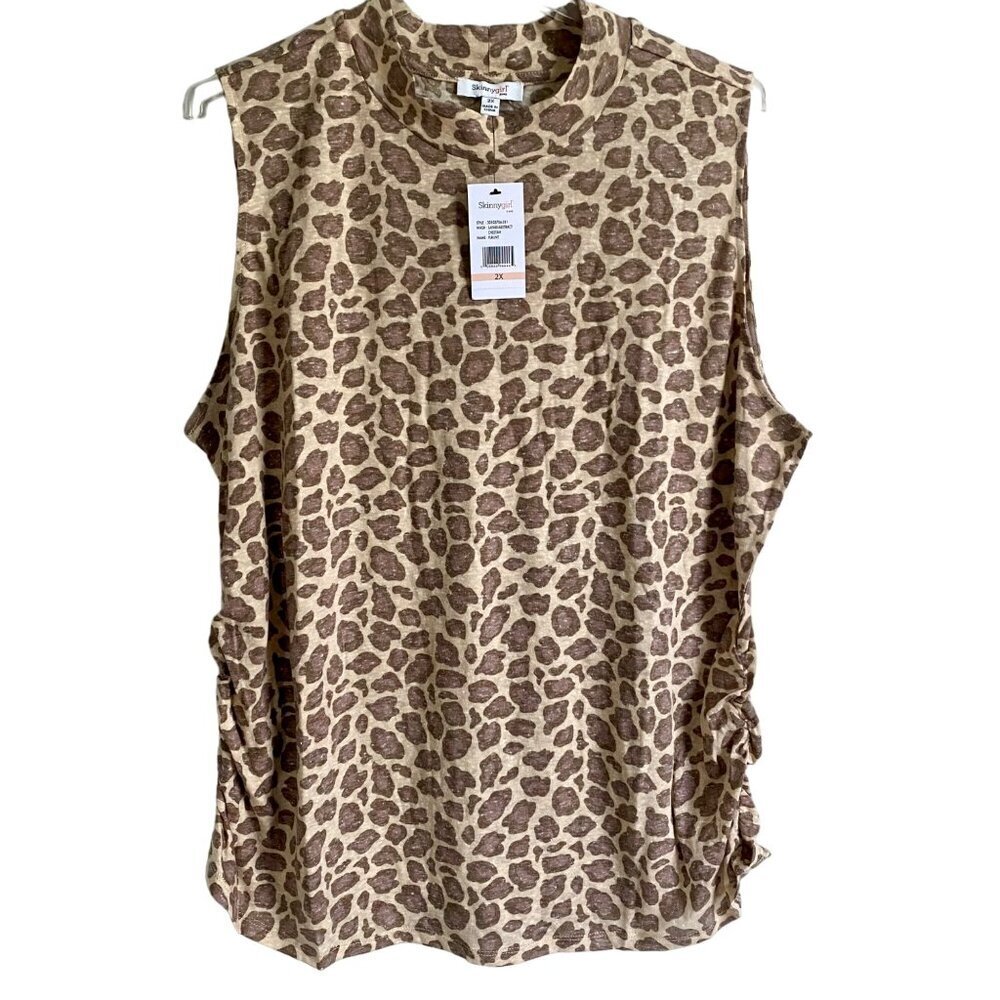 Skinnygirl Jeans Safari Abstract Cheetah Print Sleeveless Top 2X NEW NWT